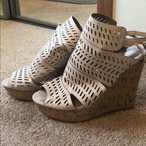 Tan wedge sandals